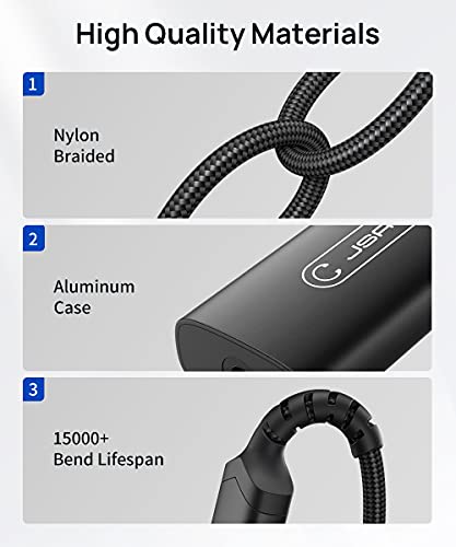 JSAUX USB C to 3.5mm Headphone and Charger Adapter,2-in-1 AUX Mic Jack with PD 60W Fast Charging Earphones, Compatible with iPhone 15 Pro Max/15 Pro/15, Galaxy S24/S23/S22/S21,iPad Pro -Black - color: Black