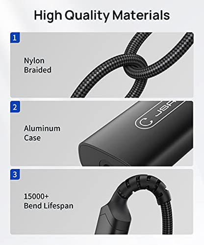 JSAUX USB C to 3.5mm Headphone and Charger Adapter,2-in-1 AUX Mic Jack with PD 60W Fast Charging Earphones, Compatible with iPhone 15 Pro Max/15 Pro/15, Galaxy S24/S23/S22/S21,iPad Pro -Black - color: Black