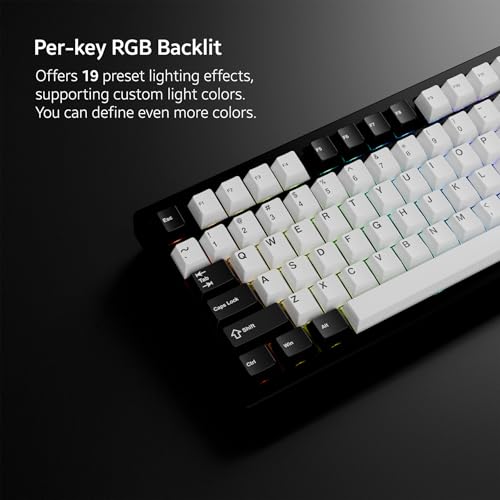 OOCTPK Chilkey ND75 Aluminum Keyboard 75% Percent Wireless Gaming Mechanical Keyboard with LCD Screen, Quick Assembly, BT/2.4G/USB-C, Hot Swappable Per-Key RGB Custom Keyboard for Laptop Office PC - color: Black, size: 1.2mm PCB Flex Cut