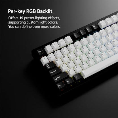 OOCTPK Chilkey ND75 Aluminum Keyboard 75% Percent Wireless Gaming Mechanical Keyboard with LCD Screen, Quick Assembly, BT/2.4G/USB-C, Hot Swappable Per-Key RGB Custom Keyboard for Laptop Office PC - color: Black, size: 1.2mm PCB Flex Cut