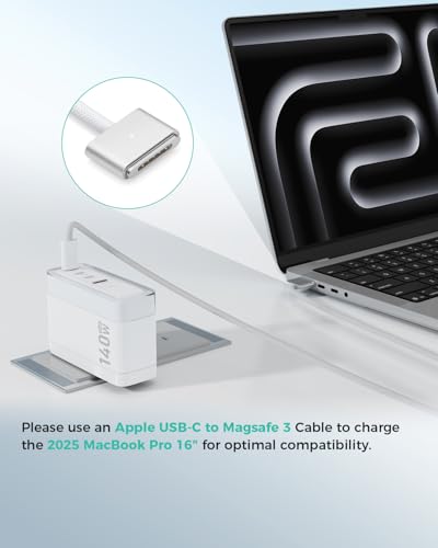 SparkleCore 140W USB C Charger,4-Port 100W Fast Charging Block PD3.1 GaN Cruise Essentials 2026 Travel for Apple MacBook,Laptop,iPhone 17/16 Series,iPad Pro,Samsung,Anker Laptop Power Bank,6.6ft Cable