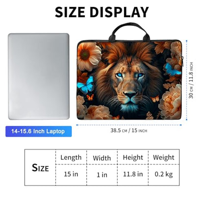 Laptop Bag,14 15 15.6 inch Laptop Case Sleeve,Computer Sleeve with Handle for Women Men,Carrying Case for MacBook,Dell,Lenovo,Notebook Computer,Lion Flower Butterfly - color: Lion Flower Butterfly