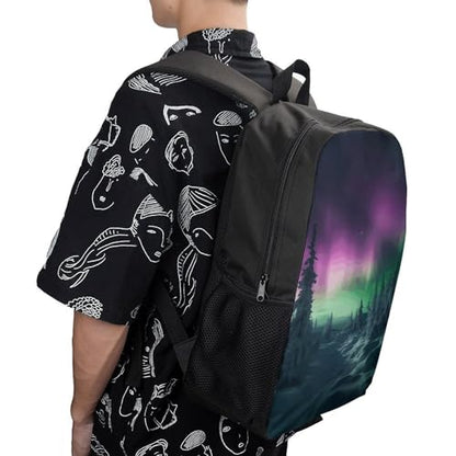 17 Inch Aurora And Cloud Laptop Backpack for Men Women Waterproof Lightweight Travel Backpack Commuter Bag Large Capacity Casual Daypack for Business Trip & Outdoor