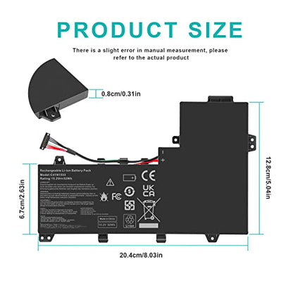 3450mAh 15.2V 52Wh C41N1533 Laptop Battery Compatible with Asus Q524U Q524UQ Q504UQ Q504UX Q524UQK Q524UQ-BBI7T14 Q524UQ-BHI7T15 ZenBook Flip UX560UQ UX560UX UX560UXK UX560UQK 4ICP3/63/120 - size: 8.03*2.63*0.31inch