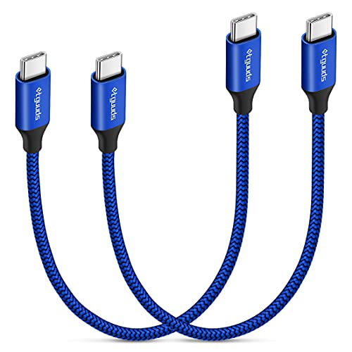etguuds USB C to USB C Cable 1ft, 2-Pack 60W USBC to USBC Cord, Type C to C Charger Cable Fast Charging for iPhone 17 16 15 Pro Max Plus Air, Samsung Galaxy S25 S24 S23, for MacBook/iPad, Pixel - color: Blue, size: 1ft
