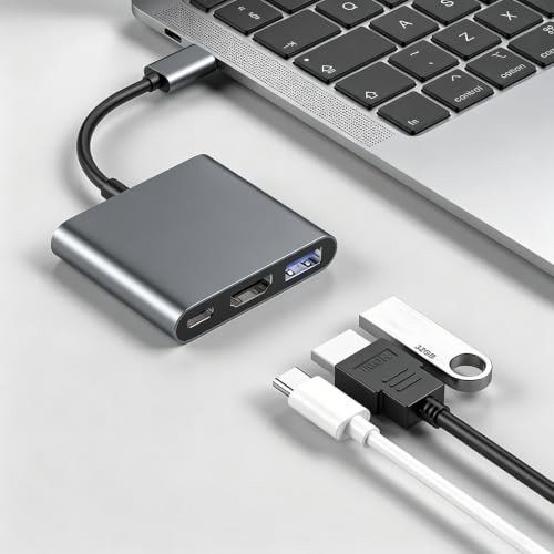 USB C Hub 3.0 Multiport Adapter with SD Card Reader Audio Jack 3 in 1 USB Extender Adapter for Mac iPad pro MacBook Chromebook and More Devices - color: 3in1