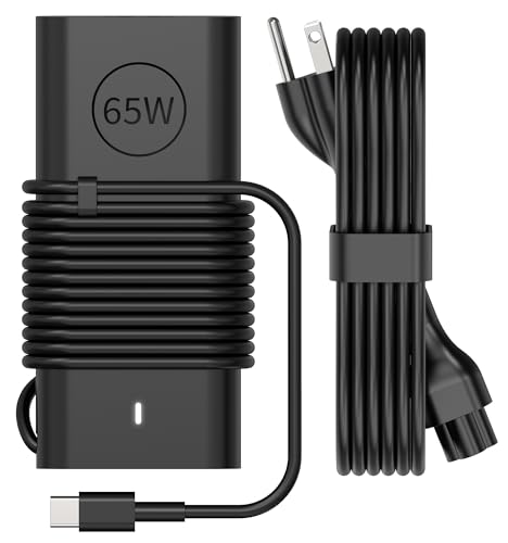 65W 60W USB C Laptop Charger Compatible with Dell Chromebook 3100 3300 3380 3400 3500 Latitude 5420 5430 5440 5450 5520 5530 5540 5550 7340 7420 7440 XPS 13 Computer Charger Type C AC Adapter