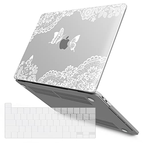 IBENZER Compatible with 2025 2024 M2 MacBook Pro 13 Inch Case 2025-2016 M1 A2338 A2289 A2251 A2159 A1989 A1706 A1708, Hard Shell Case & Keyboard Cover for Mac Pro 13, Lace, T13LACE+1A - color: Lace