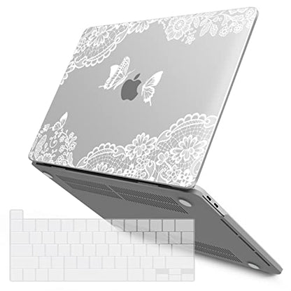 IBENZER Compatible with 2025 2024 M2 MacBook Pro 13 Inch Case 2025-2016 M1 A2338 A2289 A2251 A2159 A1989 A1706 A1708, Hard Shell Case & Keyboard Cover for Mac Pro 13, Lace, T13LACE+1A - color: Lace
