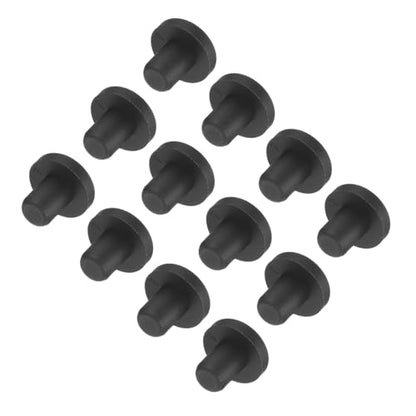 uxcell High Temp Silicone Plug Mount Dia 7mm/0.28 inch t Shaped Rubber Stopper Hole Plugs for Powder Coating Plating Waterproof Plugs Sealing Plugs Black Pack of 12(OD 14mm) - size: 7x14mm