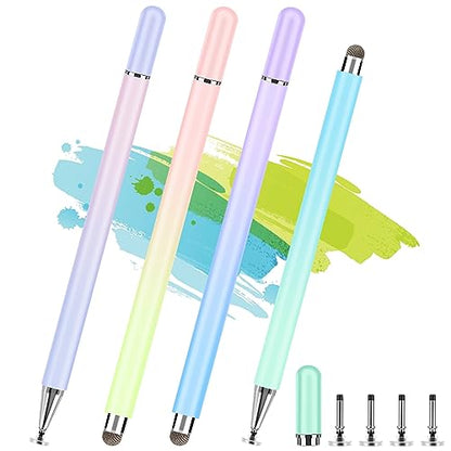 Stylus Pens for Touch Screens, 4 Pcs High Precision Disc Stylus with Magnetic Cap, 2 in 1 Stylus Pen Compatible with iPhone, iPad Pro, Mini, Air and Samsung Tablets - color: Gradient
