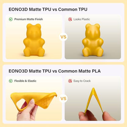 Matte TPU Filament 1.75mm, 1kg - Shore 95A Flexible & Durable TPU, Matte Yellow, Low-Gloss Matte Finish, Minimal Layer Lines, for Phone Cases, Wearables & Functional Parts - color: Matteyellow Tpu
