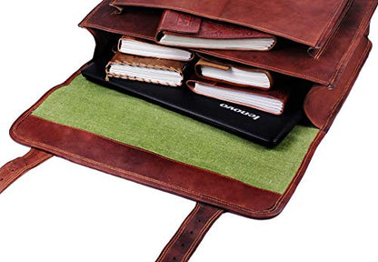 Leather Messenger Bag For Men, Vintage Handmade Laptop Briefcase and Shoulder Bag for Men, Business Satchel Office Bag - style: Large