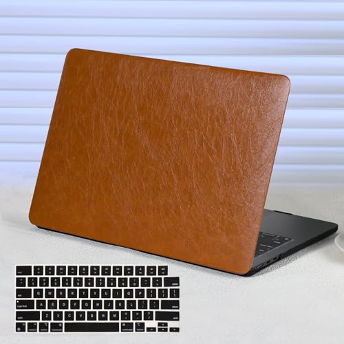 for MacBook Air 13 inch Case M1 2021 2020 2019 2018,Leather Vintage Brown | MacBook Air Case A2337 A2179 A1932,Logo Cutout,Scratch, Elegance,Dent Resistant,Easy Snap-On,Durable,Keyboard Cov - color: Vintage Brown, size: (A1932/A2179/A2337 M1) Mac 2018-202
