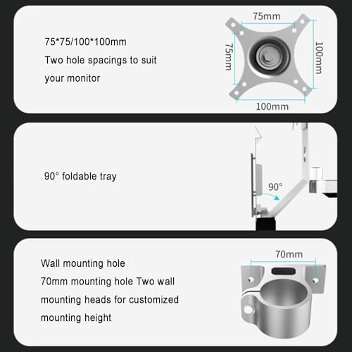 Sit Stand Monitor Desk Mount,Full-Motion Articulating Arm, with Cable Management, Load Capacity 8KG, Fits 17-27" Screens