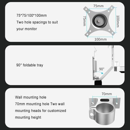 Sit Stand Monitor Desk Mount,Full-Motion Articulating Arm, with Cable Management, Load Capacity 8KG, Fits 17-27" Screens