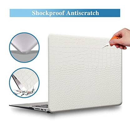 Crocodile Case for MacBook Air 13 inch 2026 M5, 2022-2025 M4/M3/M2 | Model A3449 A3240 A3113 A2681, Texture Crocodile Aligator Skin Snakeskin PU Leather Hardshell Case & Keyboard Cover, White - color: ## White Crocodile
