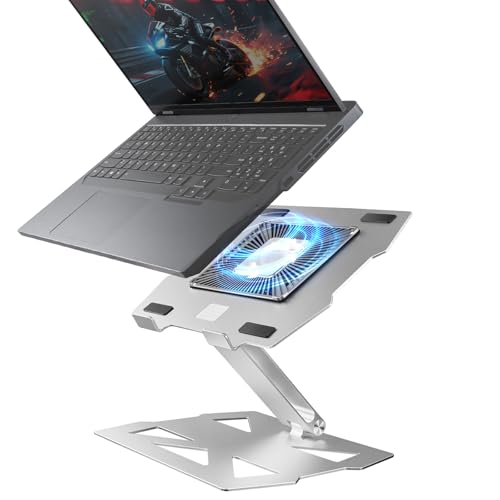 IMMOENUC Laptop Cooling Stand with Peltier Cooler Adjustable Height & Angle, Whisper-Quiet Aluminum Thermoelectric Cooler for 12-19 Inch Laptops, MacBook/Dell/HP/Lenovo Fast Cooling Notebook