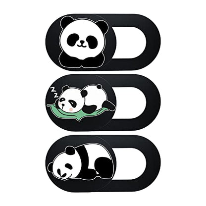Webcam Laptop Camera Cover Slide, Cute Pattern Web Camera Cover, 0.02-Inch Ultra-Thin Fits for Laptop MacBook Pro iMac Air Computer Smartphones Tablets Protect Your Privacy Security (Panda-3Pack)