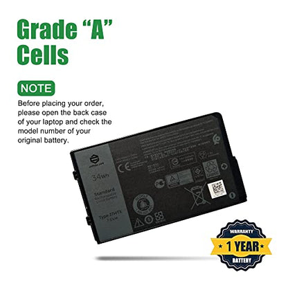 J7HTX 451-BCDH Laptop Battery Replacement for Dell Latitude 7202 7212 7220 Rugged Extreme Tablet T03H T03H002 T03H T03H003 Series 02JT7D 2JT7D J82G5 7XNTR FH8RW 0FH8RW DRPTJ 7.6V 34Wh 4342mAh - size: 9.8*3.5*1.5inch J7HTX