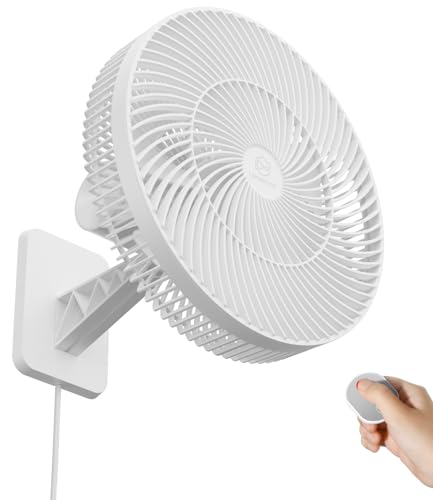 LEMOISTAR 12" Wall Mounted Fan with Remote Control, 90° Oscillating, 4 Speeds Timer and Adjustable Tilt, 8.2ft Cord, Quiet, Ideal for Home, Bedroom, Gym, Garage, RV, Office-White - color: 12 Inch White