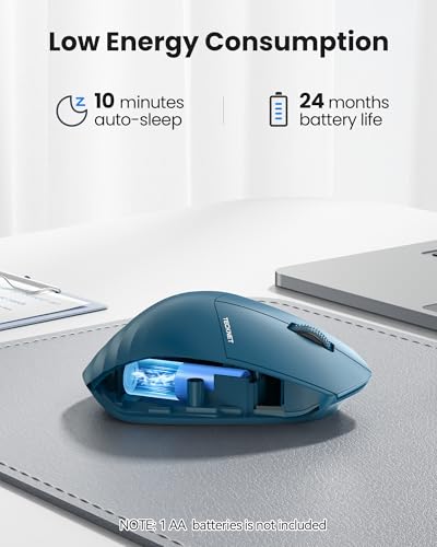TECKNET Wireless Mouse, 2.4GHz Computer Mouse, 3 Adjustable DPI Silent Mouse with USB A Receiver, 3 Buttons, 24 Months Battery Life, Ergonomic Wireless Mouse for Laptop, PC, Mac, Desktop-Blue - color: Blue