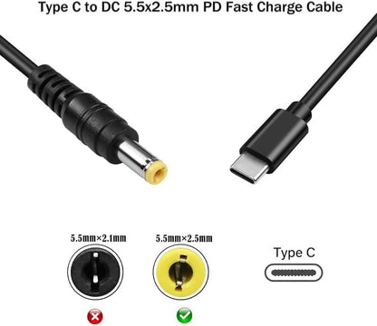 USB C to DC Adapter 5.5 x 2.5 mm, 12V 5V 20V DC Adapter 5.5 x2.5mm Made for Ultrabooks, Asus Zenbook, Security Cameras, Router, Retro Gaming Consoles, Car Refrigerator - style: 5.5x2.5mm