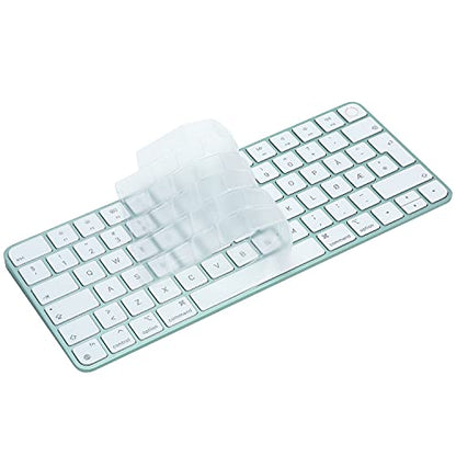 Keyboard Cover for New M4 iMac Magic Keyboard(Europe Layout, 7 Shape Enter Key) Model A3118/A2449, Touch ID Version w/o Numeric Key - Ultra Thin, Protective and Clear Protector Skin - color: A3118/A2449 (7 Shape Enter Key EU Layout)