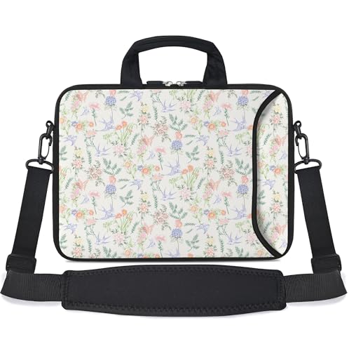 17 inch Laptop Shoulder Bag Carrying Case with Handle Fits 15.6/16/17/17.3/17.4 inch Laptop Notebook (Flowers Swallows, 16-17.3 inch) - color: Flowers Swallows