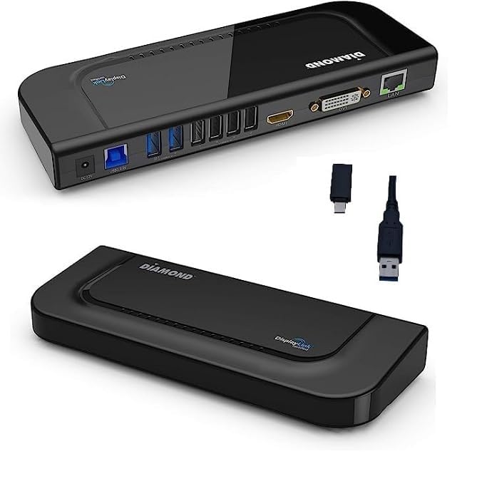 Diamond Multimedia Dual Video Output, USB 3.0/2.0 Universal Docking Station with Gigabit Ethernet, HDMI, DVI, Audio for Windows 11, MacOS and Android 5.0+. Display Link Certified DL-3900 Chip