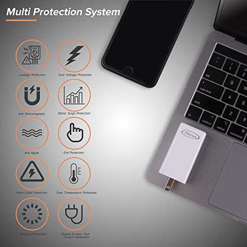 GaN Tech 65W Dual Port PD Wall Charger with 5ft USB C Cable for MacBook, Laptops, iPad Pro, iPhone 12, Galaxy, Pixel and More (White) - color: White