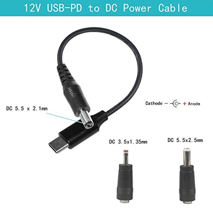USB-C to DC 12V Power Cable - 12 Volt USB-PD to DC 5.5 x 2.1mm (Max 36W 12V3A), Type-C Male to DC 12V Power Cable for Router, CCTV, Other 12V Devices