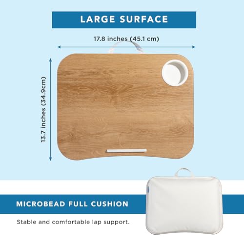 LAPGEAR Cup Holder Lap Desk - White Oak Woodgrain, Fits 14” Laptops - color: White Oak Woodgrain