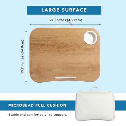 LAPGEAR Cup Holder Lap Desk - White Oak Woodgrain, Fits 14” Laptops - color: White Oak Woodgrain