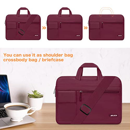 MOSISO Laptop Shoulder Bag Compatible with MacBook Pro 16 inch M5 M4 M3 M2 M1 2026-2019/Pro 15 A1398, HP Acer Dell Lenovo ASUS Notebook,Polyester Flapover Briefcase Sleeve Case, Wine Red - color: Wine Red, size: 16 inch