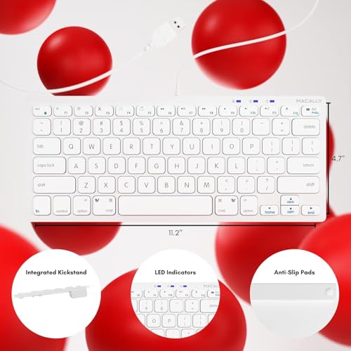 Macally USB Wired Keyboard for Mac and Windows PC - Plug and Play Apple Keyboard with 78 Scissor Switch Keys and 13 Shortcut Keys - Compact & Small that Saves Spaces and Looks Great - White - color: White