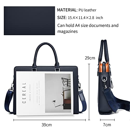FSD.WG]Business Bag Leather Briefcase Shoulder Laptop Business Bag for Men - color: Blue(l)