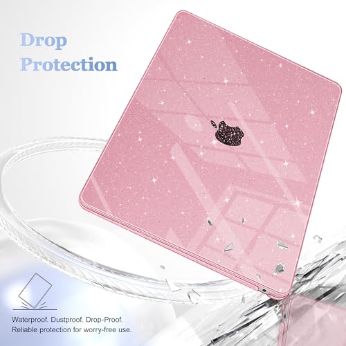 May Chen Compatible with MacBook Air 13 inch Case 2021 2020 2019 2018 Release Models: M1 A2337 A2179 A1932, Plastic Hard Shell Case for Mac Air 13 inch with Retina Fits Touch ID, Pink Glitter - color: Pink Glitter