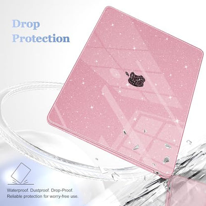 May Chen Compatible with MacBook Air 13 inch Case 2021 2020 2019 2018 Release Models: M1 A2337 A2179 A1932, Plastic Hard Shell Case for Mac Air 13 inch with Retina Fits Touch ID, Pink Glitter - color: Pink Glitter