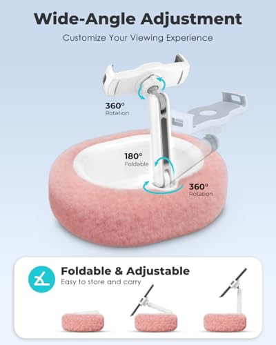 Viozon Tablet Pillow Stand,Kindle Pillow Stand, Compatible with 4-11" Tablet/Phone with Small Bowl, Kindle Holder Accessories,Idea for Reading and Video Watching On Bed,Pink - color: Pink