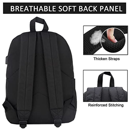 Lightweight School Backpack with Pencil Pouch, Backpack for School Boys and Girls(Black backpack set) - color: All Black, size: 20L
