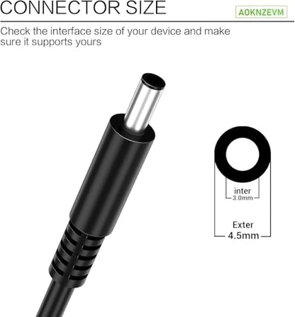 65W Charger Compatible with Dell Laptop Computer | Round Tip Power Adapter