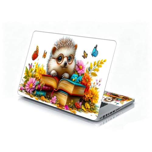 Universal Laptop Skin Sticker Decal, 12"-15.6" Aesthetic Vinyl Wrap, Cute Hedgehog Reading Books Waterproof Notebook Cover Art Protector for MacBook HP Dell Lenovo, Fits 13" 14" 15" 15.6" - color: Cute Hedgehog Reading Books