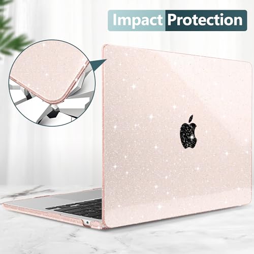 Clear Glitter Case for MacBook Air 15 Inch M5 M4 M3 M2 (2026-2023) A3448 A3241 A3114 A2941, Protective Hard Shell Cover Compatible with Touch ID & Liquid Retina Display - Sparkly Starlight - color: Sparkly Starlight