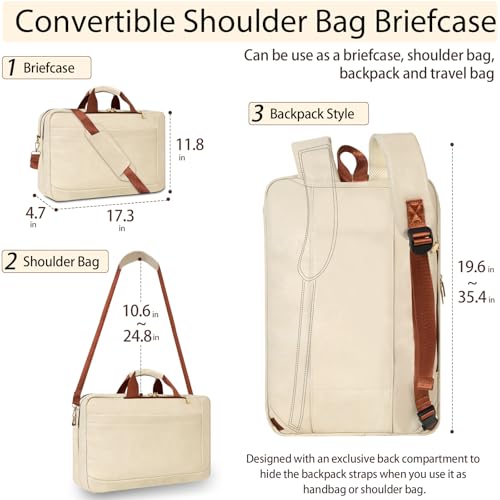 Stuery Faux Leather Messenger Bag for Men 17-17.3 Inch: Laptop Bag Briefcase Computer Handbags Shoulder Crossbody Bag with Padded Laptop Sleeve for Work College Travel, Beige White - color: Pu Beige White
