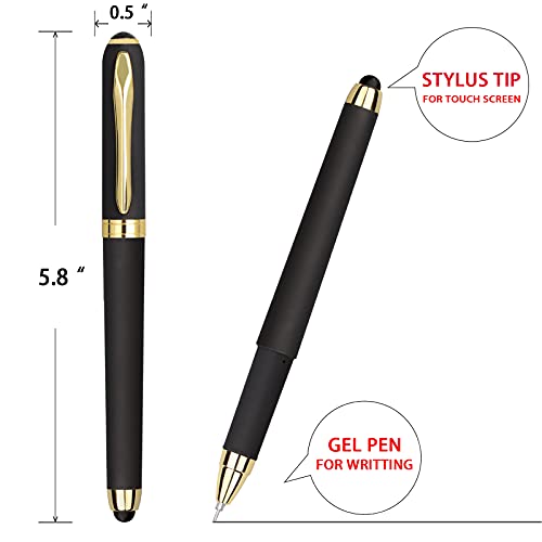 Gel Ink Rollerball Stylus Pen - 18 Pack,0.38mm Gel Pen Extra Fine Point,2 in 1 Capacitive Stylus Pen,Black Ink,Writing Smoothly for Office,Business,Gift,Metal Gold Clip - color: 0.38mm-18Pack-Black