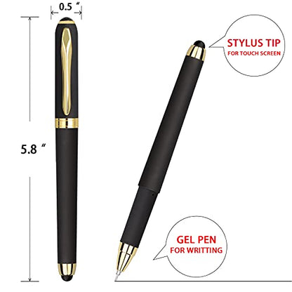 Gel Ink Rollerball Stylus Pen - 18 Pack,0.38mm Gel Pen Extra Fine Point,2 in 1 Capacitive Stylus Pen,Black Ink,Writing Smoothly for Office,Business,Gift,Metal Gold Clip - color: 0.38mm-18Pack-Black