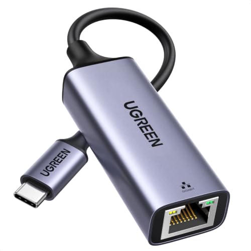 UGREEN USB C to Ethernet Adapter, Plug and Play 1Gbps Aluminum Adapter | (Thunderbolt 4/3 Compatible) to RJ45 Network Dongle, Compatible for MacBook Pro/Air, iPhone 17 Pro/Max, iPad, XPS - color: Space Grey, size: 0.3FT