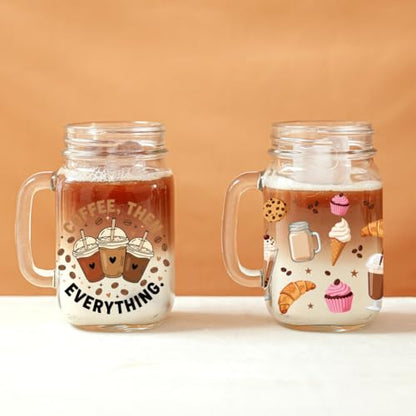 Peacoblue UV DTF Cup Wraps Transfer Stickers Coffee Drinks Pattern, 10 Sheets Waterproof Custom Vinyl Transfer Sticker 16oz Coffee Glass Cup Tumbler Bottle Mug Decals for Men Women - style: Coffee Drinks