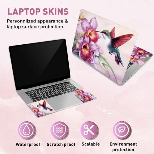 PLIGREAT Hummingbird Flower Laptop Decal Sticker Skin Cover, Pink Laptop Sticker Skin Decal Fits 12" 13" 13.3" 14" 15" Laptops Universal Removable Vinyl Netbook PC Cover Decals - color: Hummingbird Flower